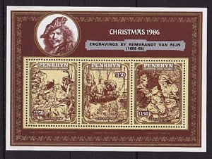 Пенрин, 1986, Рождество, Живопись Рембрандта, блок